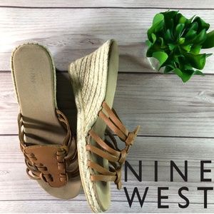 Nine West Wedge Sandals Tan Size 8.5